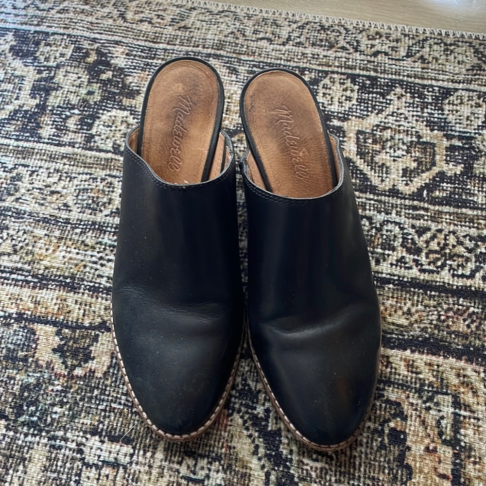Madewell black mules, barely worn